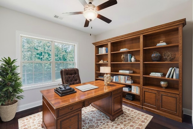 1210 Black Rd, Cunningham, TN 37052 - office space with a ceiling fan, healthy amount of natural light, and dark wood-style flooring