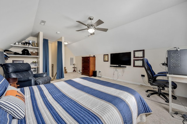939 Central Valley Rd, Murfreesboro, TN 37129 - carpeted bedroom with lofted ceiling, a desk, and a ceiling fan