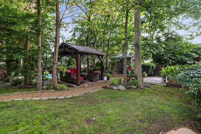 1511 Cardinal Ln, Mount Juliet, TN 37122 - view of yard featuring a gazebo, an outdoor living space, and a patio