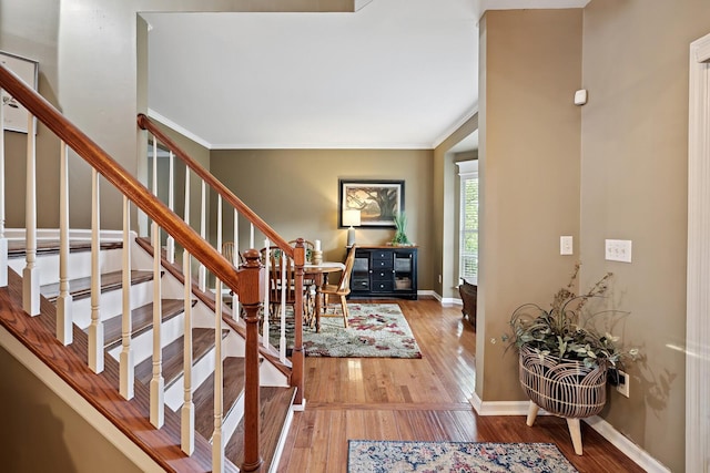 1511 Cardinal Ln, Mount Juliet, TN 37122 - entrance foyer with wood finished floors, stairway, and ornamental molding