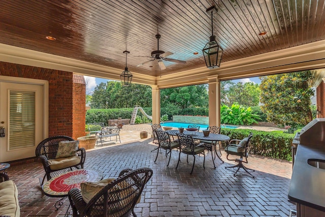 1512 Mirabella Way, Murfreesboro, TN 37130 - view of patio / terrace featuring an outdoor pool, outdoor dining space, and ceiling fan