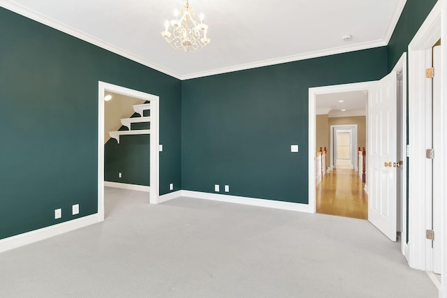 1512 Mirabella Way, Murfreesboro, TN 37130 - carpeted empty room with crown molding, a chandelier, and a smoke detector