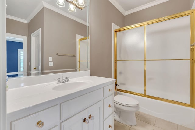 1512 Mirabella Way, Murfreesboro, TN 37130 - bathroom featuring vanity, bath / shower combo with glass door, tile patterned floors, and crown molding