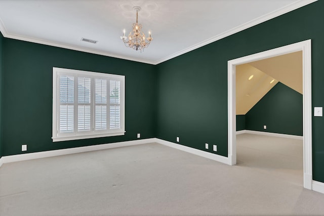 1512 Mirabella Way, Murfreesboro, TN 37130 - carpeted empty room featuring a chandelier and ornamental molding