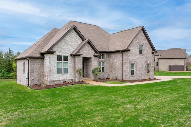 822 Manner Ln, Lebanon, TN 37087 - french country inspired facade with brick siding, a front lawn, and roof with shingles