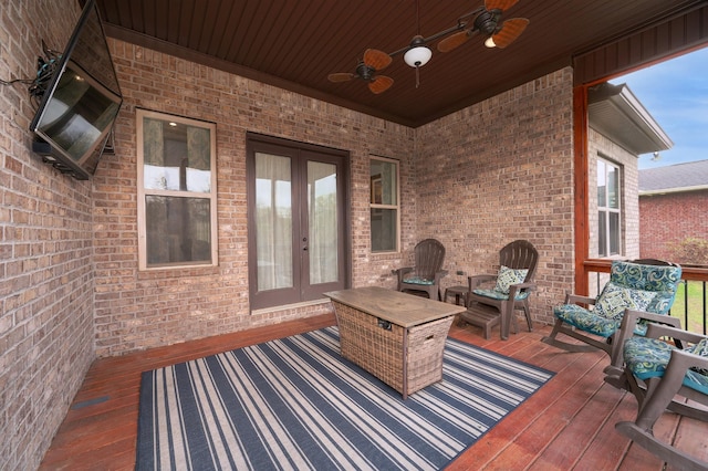 822 Manner Ln, Lebanon, TN 37087 - wooden terrace with french doors and ceiling fan