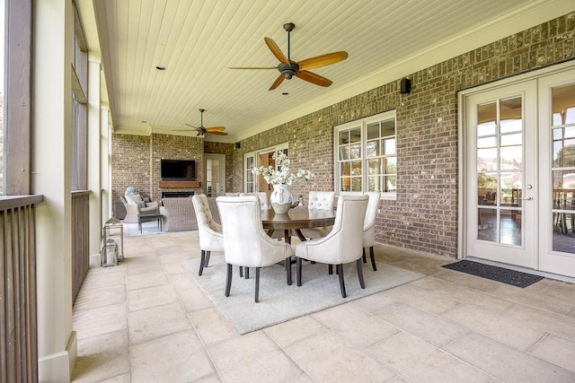 7216 Wildings Blvd, College Grove, TN 37046 - view of patio / terrace with outdoor dining area, french doors, and a ceiling fan