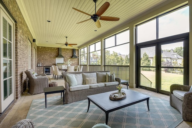 7216 Wildings Blvd, College Grove, TN 37046 - sunroom with ceiling fan and outdoor lounge area
