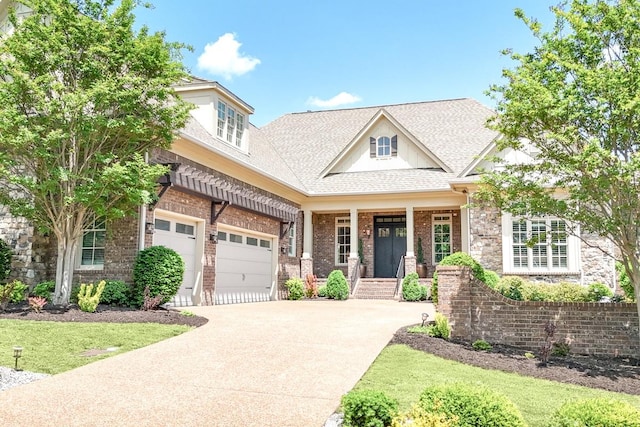 7216 Wildings Blvd, College Grove, TN 37046 - craftsman-style house with concrete driveway, roof with shingles, and brick siding