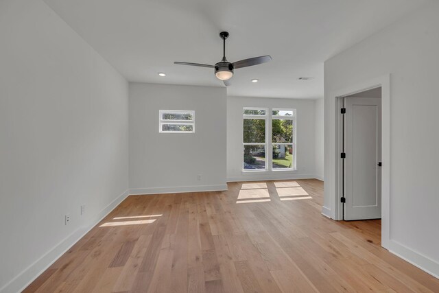 1117 38th Ave N Unit B, Nashville, TN 37209 - empty room with light wood finished floors, ceiling fan, and recessed lighting