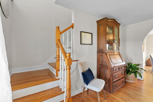 3406 Parks Ln, Spring Hill, TN 37174 - stairs featuring arched walkways and wood finished floors