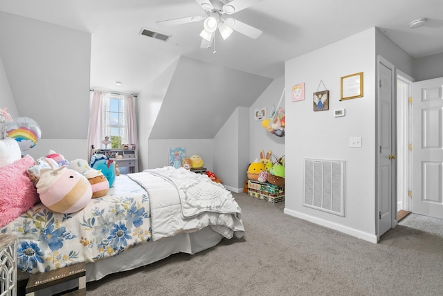 3406 Parks Ln, Spring Hill, TN 37174 - carpeted bedroom featuring vaulted ceiling and ceiling fan