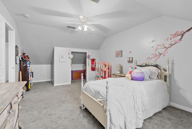 3406 Parks Ln, Spring Hill, TN 37174 - carpeted bedroom with lofted ceiling, ceiling fan, and a spacious closet