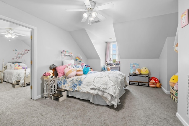 3406 Parks Ln, Spring Hill, TN 37174 - bedroom with carpet, vaulted ceiling, and ceiling fan