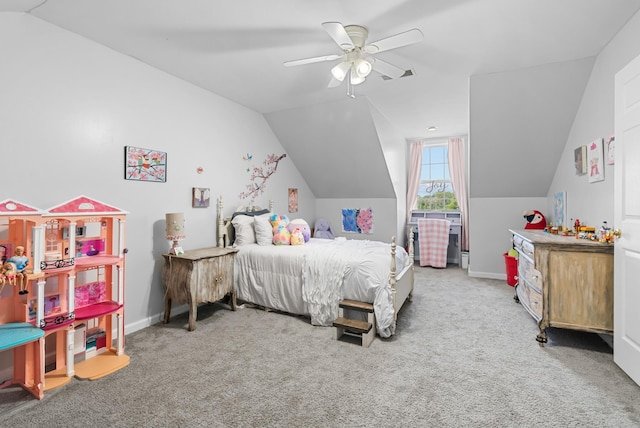 3406 Parks Ln, Spring Hill, TN 37174 - bedroom featuring lofted ceiling, light colored carpet, and ceiling fan