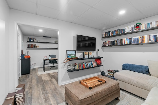 3406 Parks Ln, Spring Hill, TN 37174 - living room featuring wood finished floors, a desk, a drop ceiling, and recessed lighting