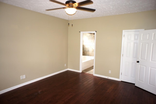 1102 Fairways, Lebanon, TN 37087 - unfurnished bedroom featuring dark wood finished floors, a textured ceiling, ensuite bathroom, and ceiling fan