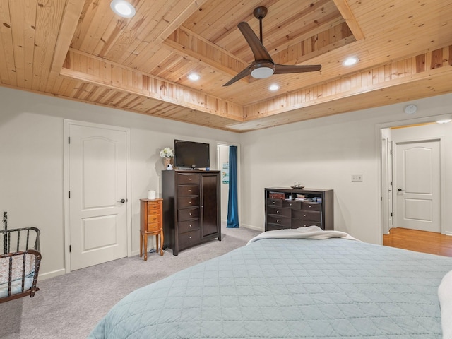 43 Shady Cove Ct, Estill Springs, TN 37330 - carpeted bedroom featuring wooden ceiling, recessed lighting, and a raised ceiling