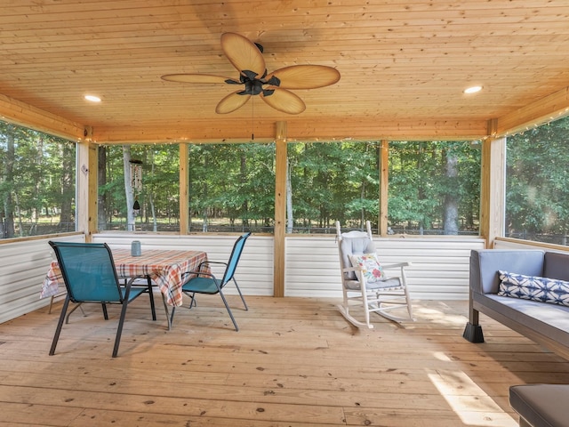 43 Shady Cove Ct, Estill Springs, TN 37330 - sunroom / solarium featuring a ceiling fan and view of wooded area