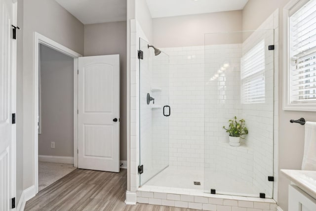 1361 Neil Rd, Chapel Hill, TN 37034 - full bath featuring a stall shower, wood finished floors, and vanity