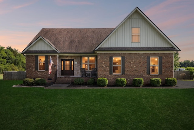 1361 Neil Rd, Chapel Hill, TN 37034 - view of front of home featuring a porch, board and batten siding, brick siding, and roof with shingles
