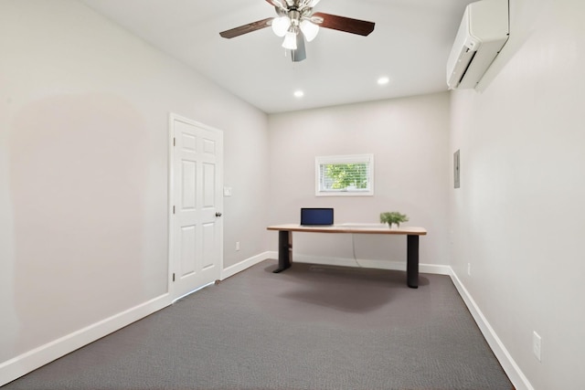 1361 Neil Rd, Chapel Hill, TN 37034 - unfurnished office featuring a wall unit AC, ceiling fan, recessed lighting, and carpet flooring