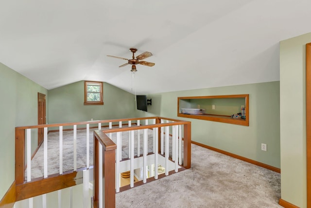 5347 Shady Grove Rd, Morrison, TN 37357 - hallway with an upstairs landing, vaulted ceiling, and carpet floors