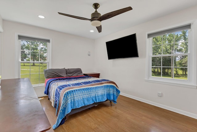 5347 Shady Grove Rd, Morrison, TN 37357 - bedroom with wood finished floors, recessed lighting, and ceiling fan