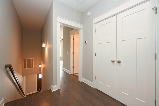 1019 N Maple St Unit 2D, Murfreesboro, TN 37130 - corridor with dark wood-style floors and an upstairs landing