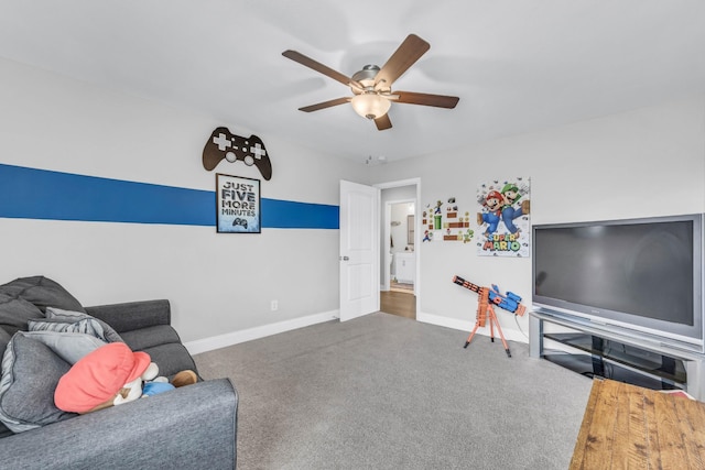 329 Clarabelle Ln, Clarksville, TN 37040 - carpeted living area with ceiling fan and baseboards