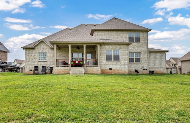 329 Clarabelle Ln, Clarksville, TN 37040 - rear view of property with crawl space, a ceiling fan, and a lawn