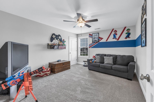 329 Clarabelle Ln, Clarksville, TN 37040 - living area featuring a ceiling fan and carpet floors