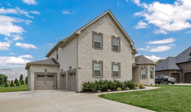 329 Clarabelle Ln, Clarksville, TN 37040 - view of side of home featuring a lawn, brick siding, a garage, and concrete driveway