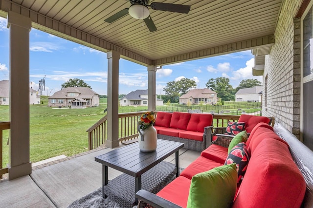 329 Clarabelle Ln, Clarksville, TN 37040 - view of patio / terrace featuring a residential view, an outdoor hangout area, and ceiling fan