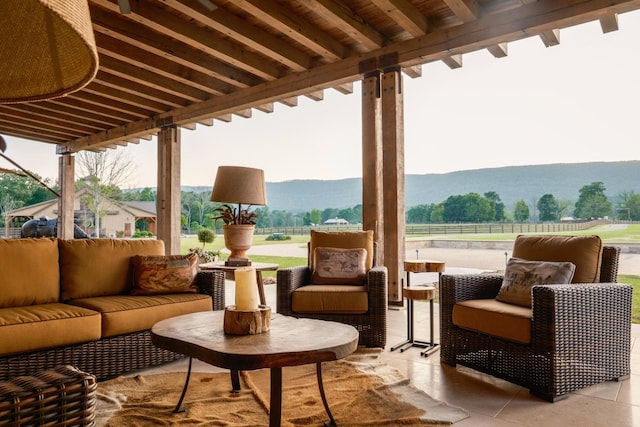 6971 W Cove Rd, Chickamauga, GA 30707 - view of patio / terrace with a mountain view and an outdoor hangout area