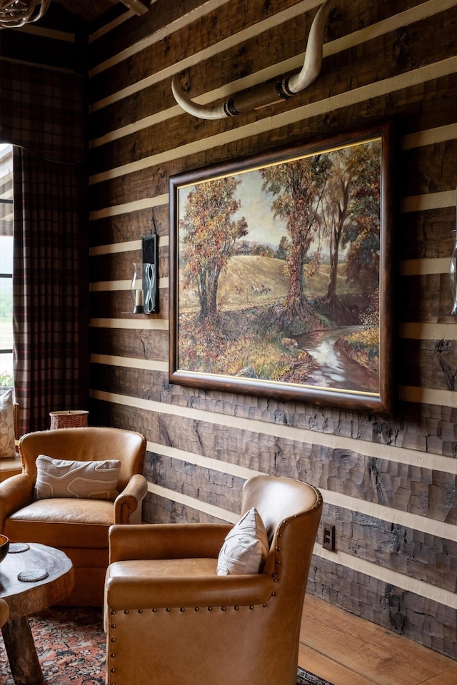 6971 W Cove Rd, Chickamauga, GA 30707 - sitting room featuring wood walls