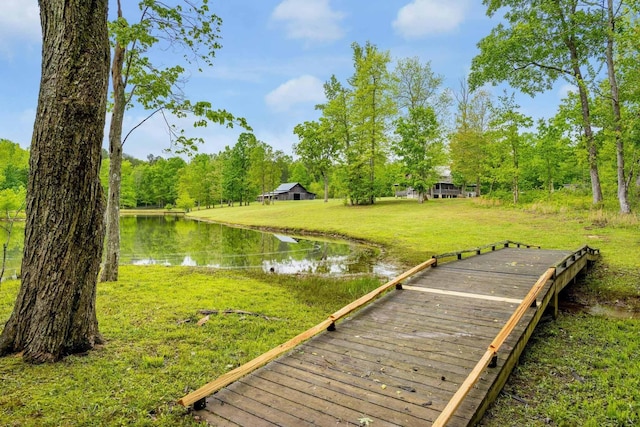 1170 Ascalon Rd, Rising Fawn, GA 30738 - dock featuring a water view, a lawn, and a forest view