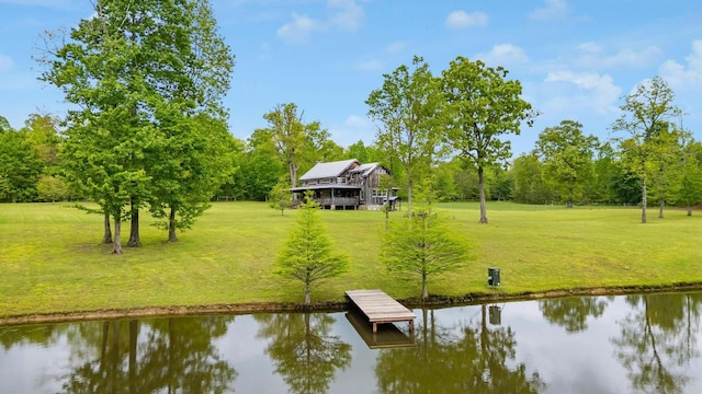 1170 Ascalon Rd, Rising Fawn, GA 30738 - dock with a lawn, a water view, and view of wooded area