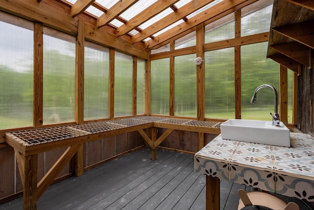 1170 Ascalon Rd, Rising Fawn, GA 30738 - sunroom featuring a skylight, wood-type flooring, and a sauna / steam room