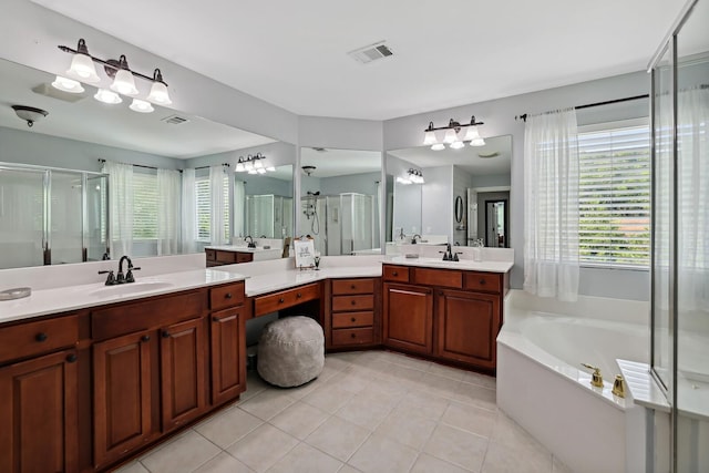1209 Firth Ct, Franklin, TN 37067 - bathroom with a shower stall, a garden tub, tile patterned floors, and vanity