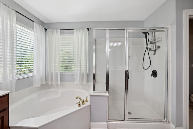 1209 Firth Ct, Franklin, TN 37067 - bathroom with a garden tub, a stall shower, and vanity