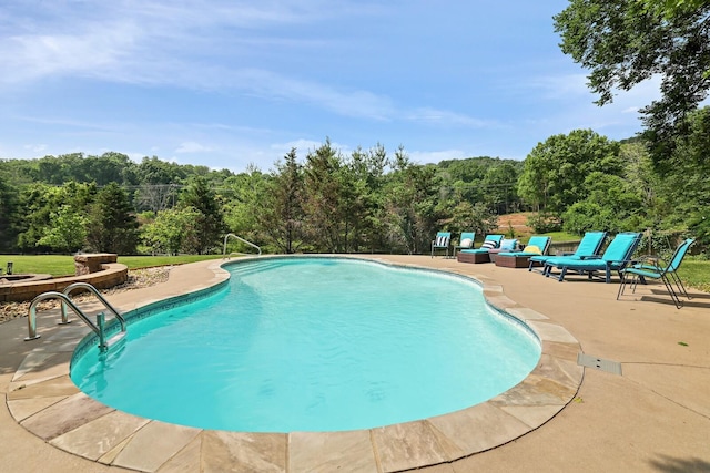 1209 Firth Ct, Franklin, TN 37067 - swimming pool with a patio and a forest view