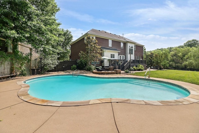 1209 Firth Ct, Franklin, TN 37067 - view of swimming pool with a fenced backyard, a deck, a patio, and stairs