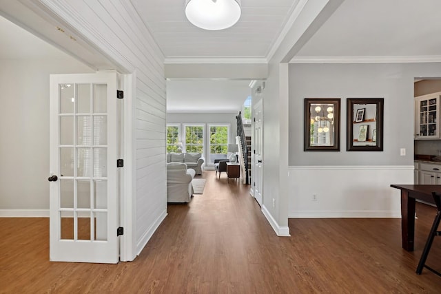 1209 Firth Ct, Franklin, TN 37067 - corridor featuring wood finished floors and ornamental molding