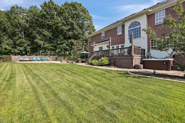 1209 Firth Ct, Franklin, TN 37067 - view of yard with a hot tub, a deck, and a patio area