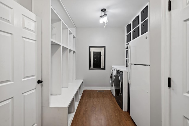 1209 Firth Ct, Franklin, TN 37067 - mudroom with washer and dryer and dark wood-style floors