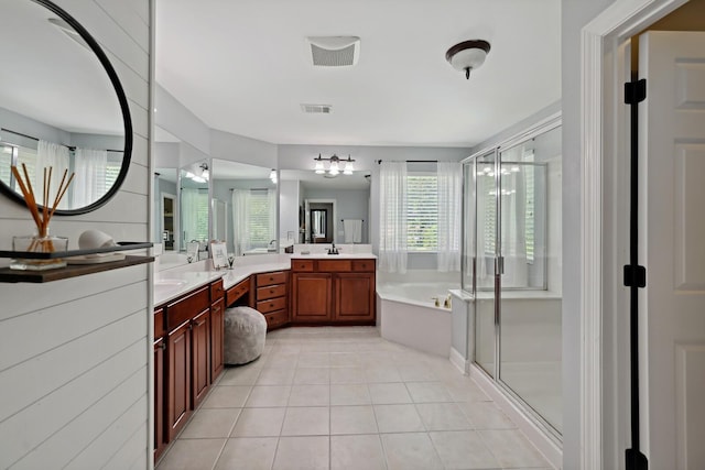 1209 Firth Ct, Franklin, TN 37067 - full bath with a garden tub, a shower stall, vanity, and tile patterned flooring