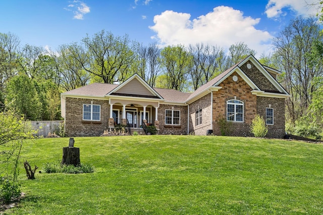 203 Tom Robinson Rd, Franklin, TN 37064 - view of front of property with a ceiling fan, a porch, and brick siding