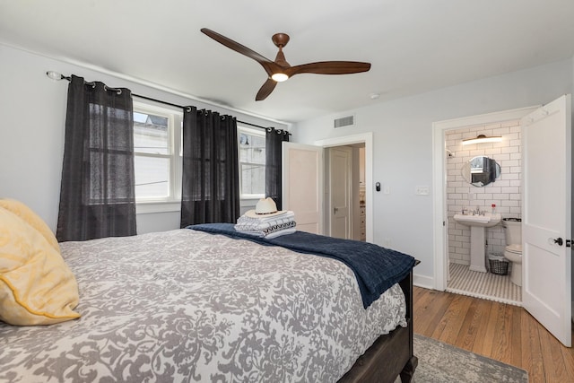 805 Allison Gdns, Columbia, TN 38401 - bedroom featuring wood finished floors, ensuite bath, and ceiling fan