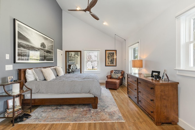 805 Allison Gdns, Columbia, TN 38401 - bedroom featuring light wood-style flooring, a ceiling fan, and high vaulted ceiling